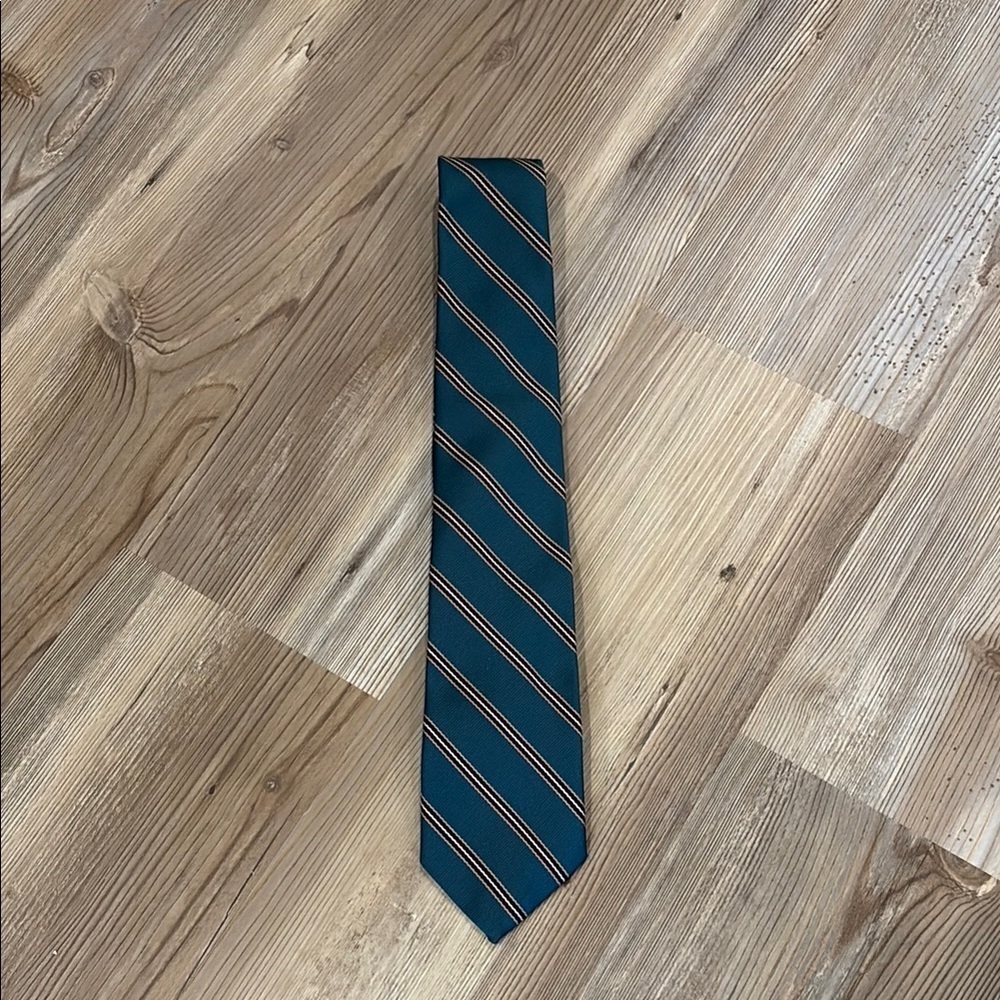 Hardy Amies Teal Striped Tie